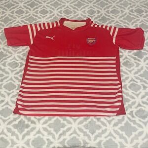 Puma Arsenal Football Club Soccer Jersey Shirt Red‎ M Stripes Mens Sportswear